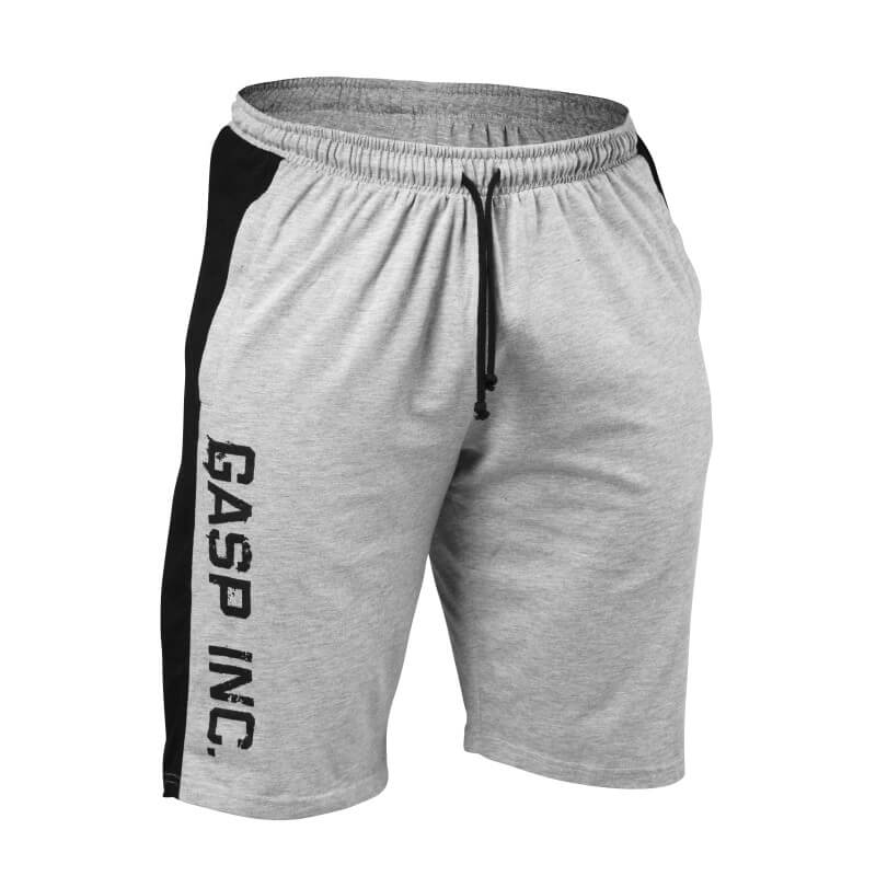 Sjekke Logo Jersey Shorts, grey melange/black, GASP hos SportGymButikken.no