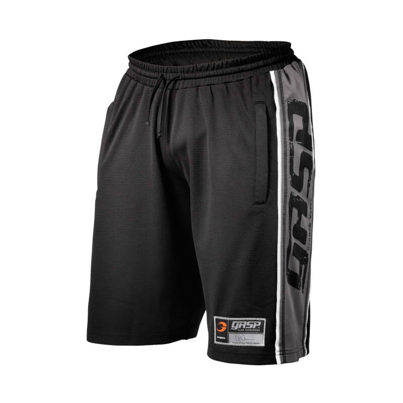 Sjekke Raw Mesh Shorts, black/grey, GASP hos SportGymButikken.no