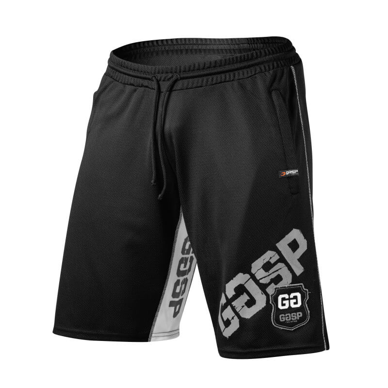 Sjekke Mesh Panel Shorts, black, GASP hos SportGymButikken.no