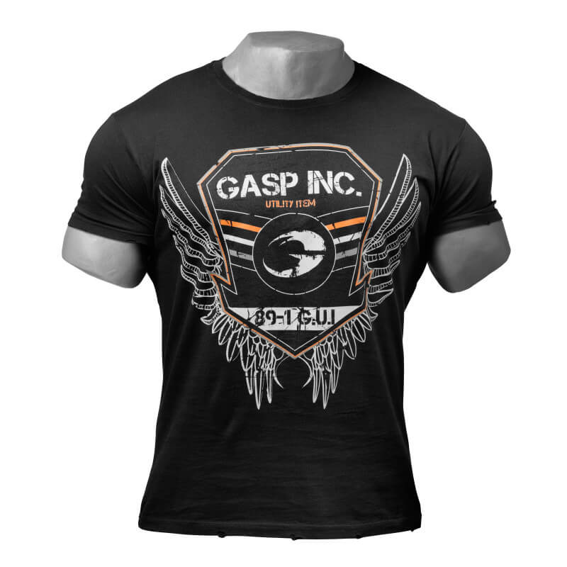 Sjekke Rough Print Tee, wash black, GASP hos SportGymButikken.no