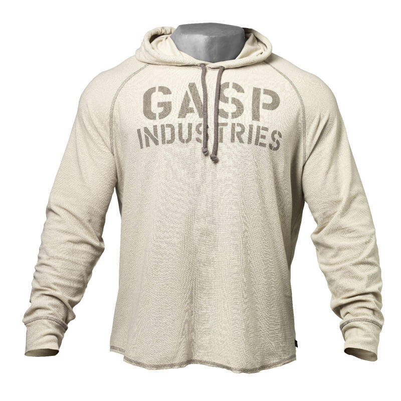 Sjekke Long Sleeve Thermal Hoodie, cement, GASP hos SportGymButikken.no
