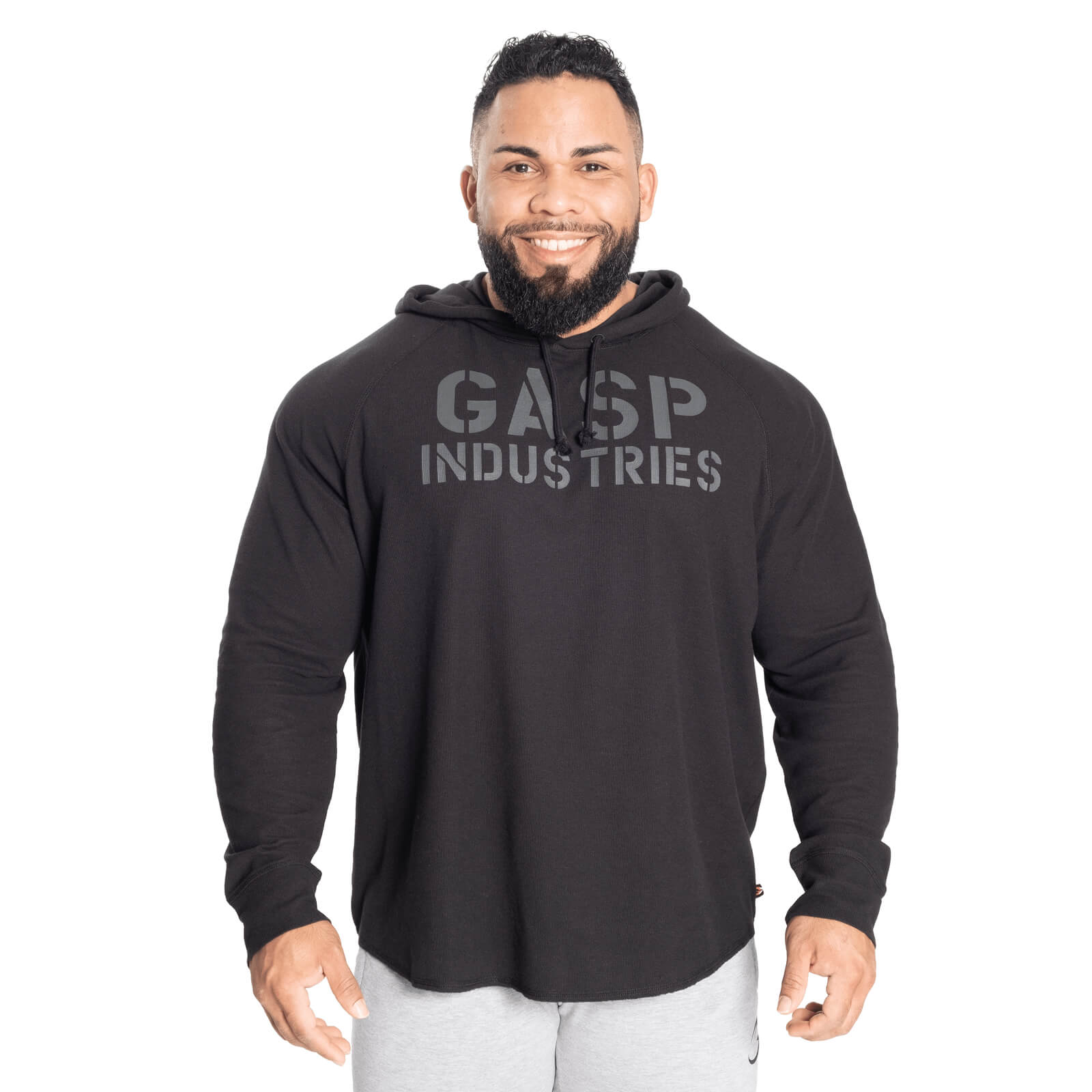 Sjekke L/S Thermal Hoodie, black/black, GASP hos SportGymButikken.no