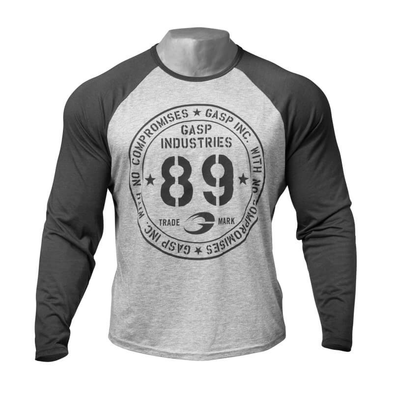 Sjekke Raglan Long Sleeve Tee, grey melange, GASP hos SportGymButikken.no