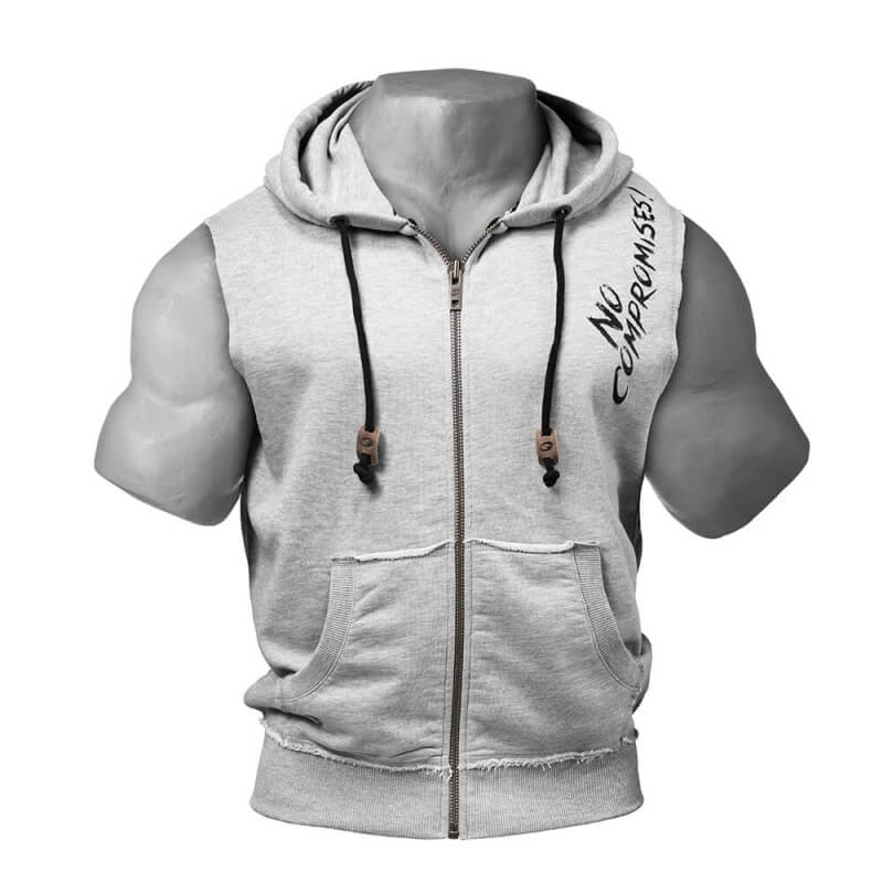 Sjekke No Compromise S/L Hood, grey melange, GASP hos SportGymButikken.no