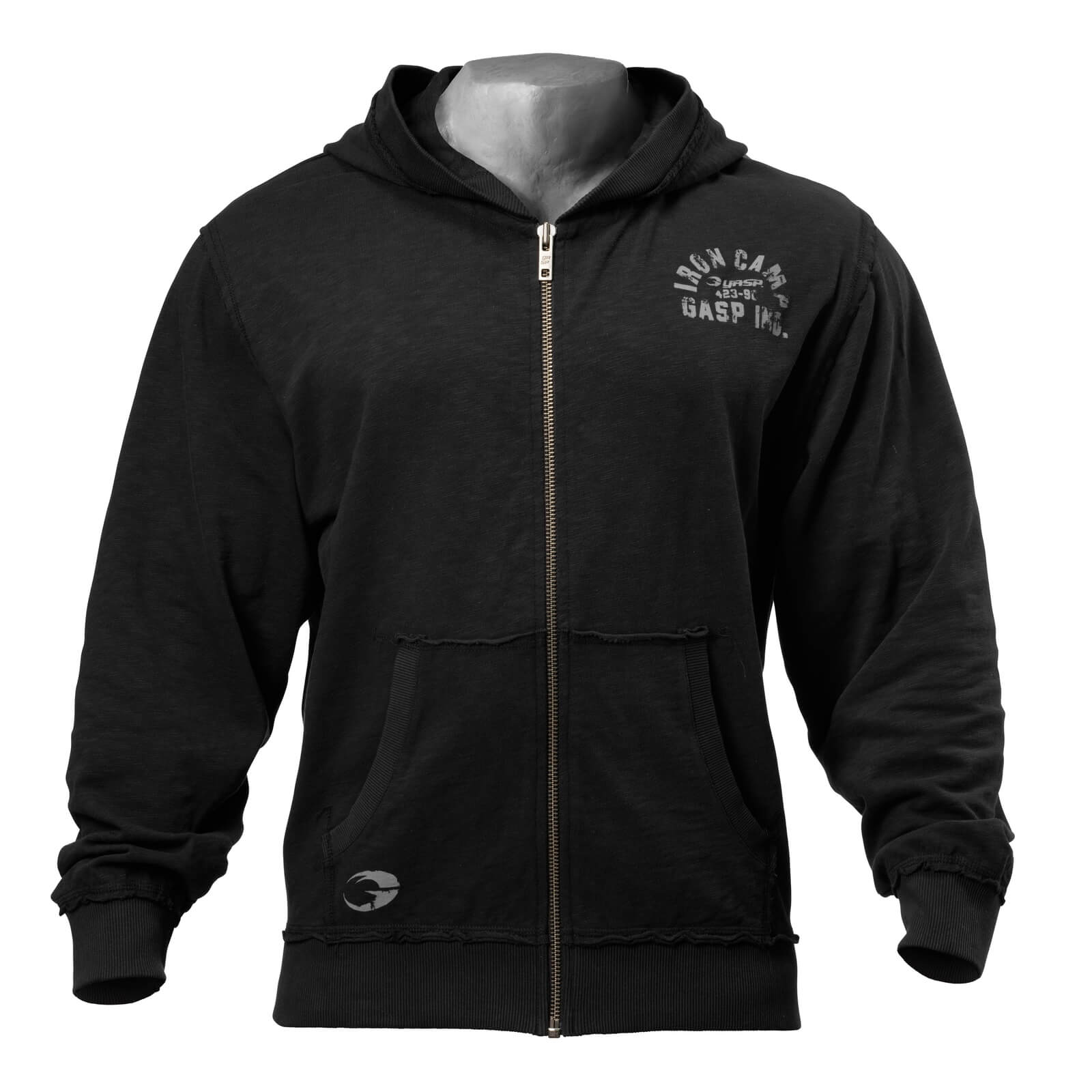 Sjekke Throwback Zip Hoodie, wash black, GASP hos SportGymButikken.no