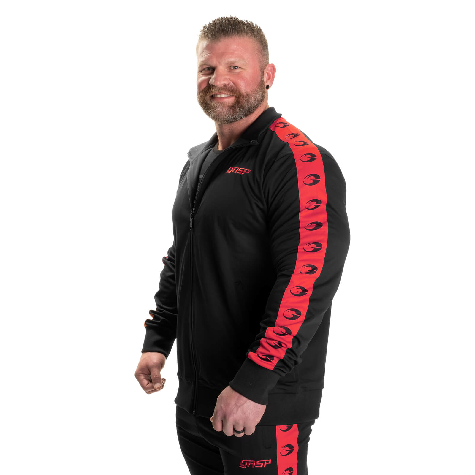 Sjekke Track Suit Jacket, black/red, GASP hos SportGymButikken.no