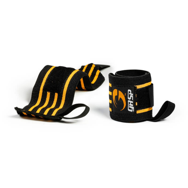 Sjekke Hardcore Wrist Wraps, black/yellow, GASP hos SportGymButikken.no