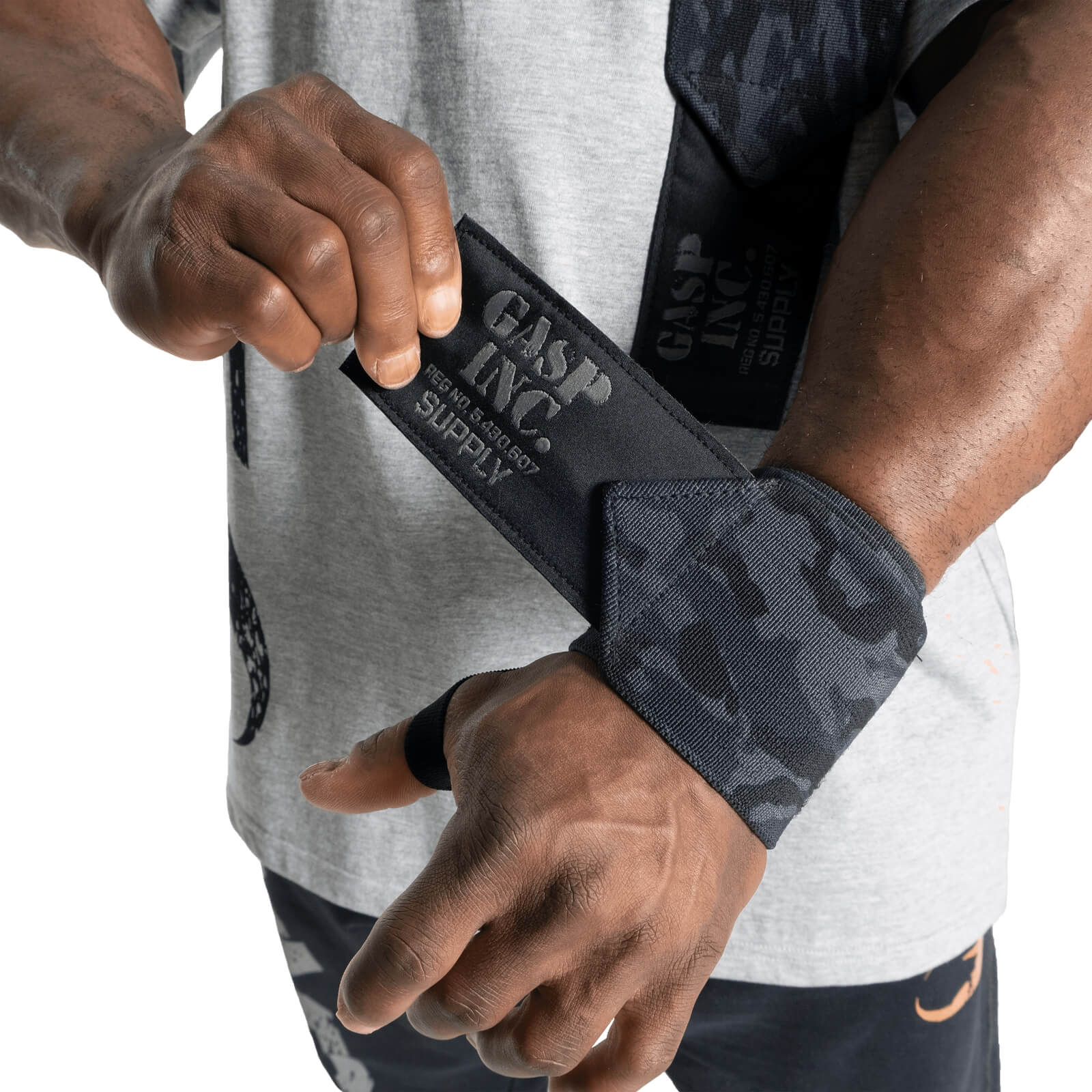 "Sjekke Heavy Duty Wrist Wraps 24"", dark camo, GASP hos SportGymButikken.no"