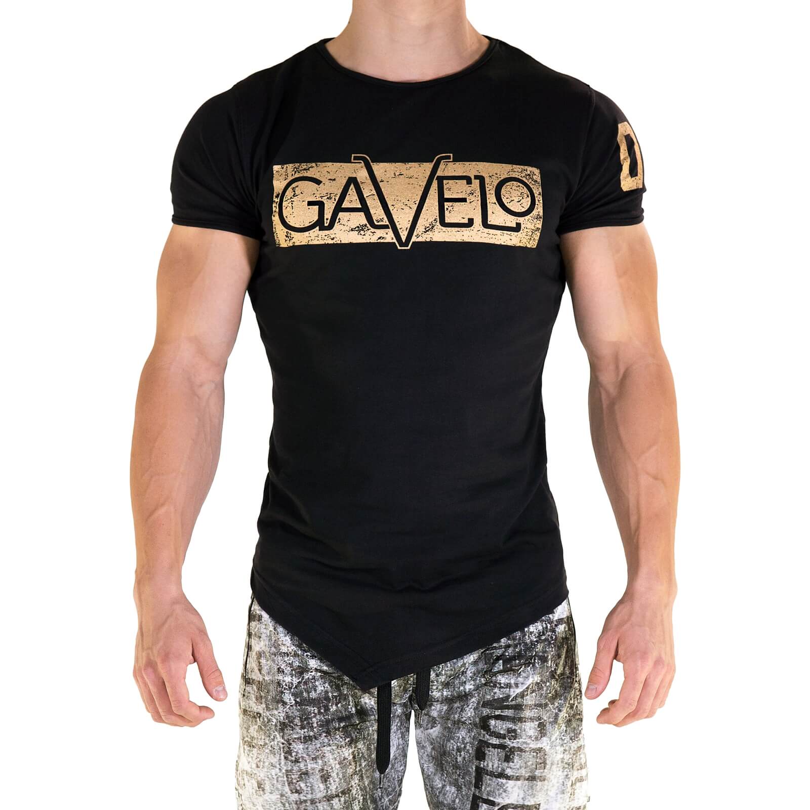 Sjekke Sports Tee, black/gold, Gavelo hos SportGymButikken.no