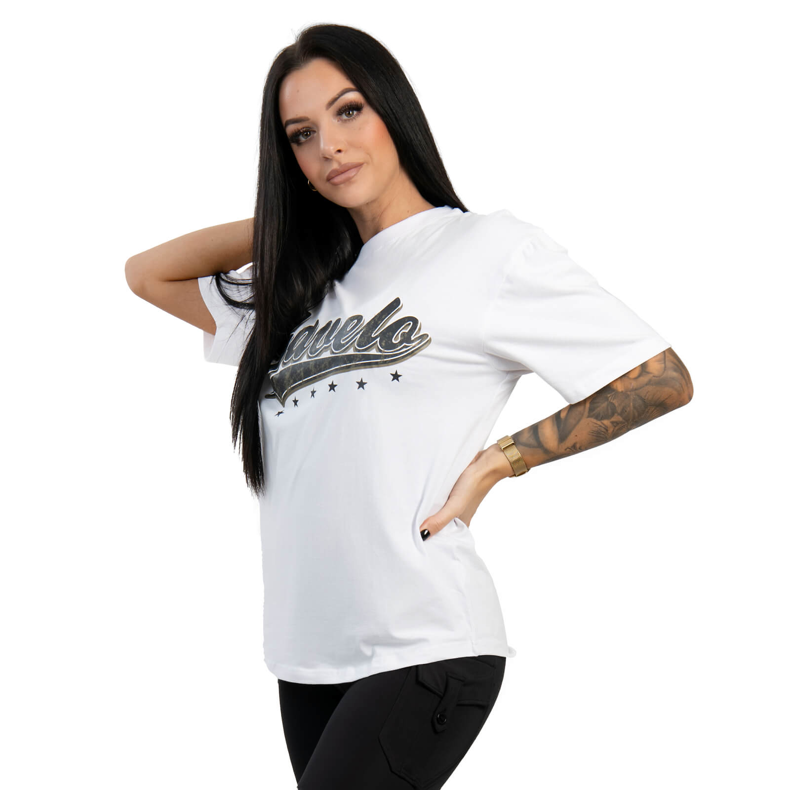 Sjekke Morro Oversize Tee, white, Gavelo hos SportGymButikken.no