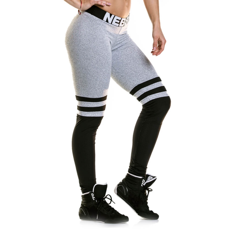 Sjekke Over The Knee Tights, grey, Nebbia hos SportGymButikken.no