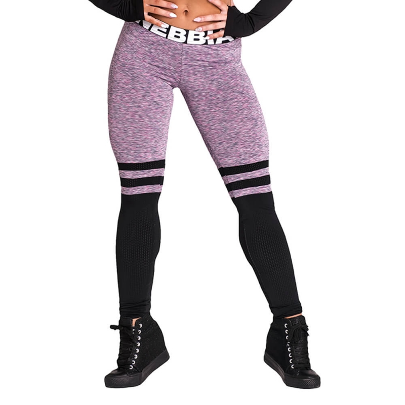 Sjekke Over The Knee Tights, purple, Nebbia hos SportGymButikken.no