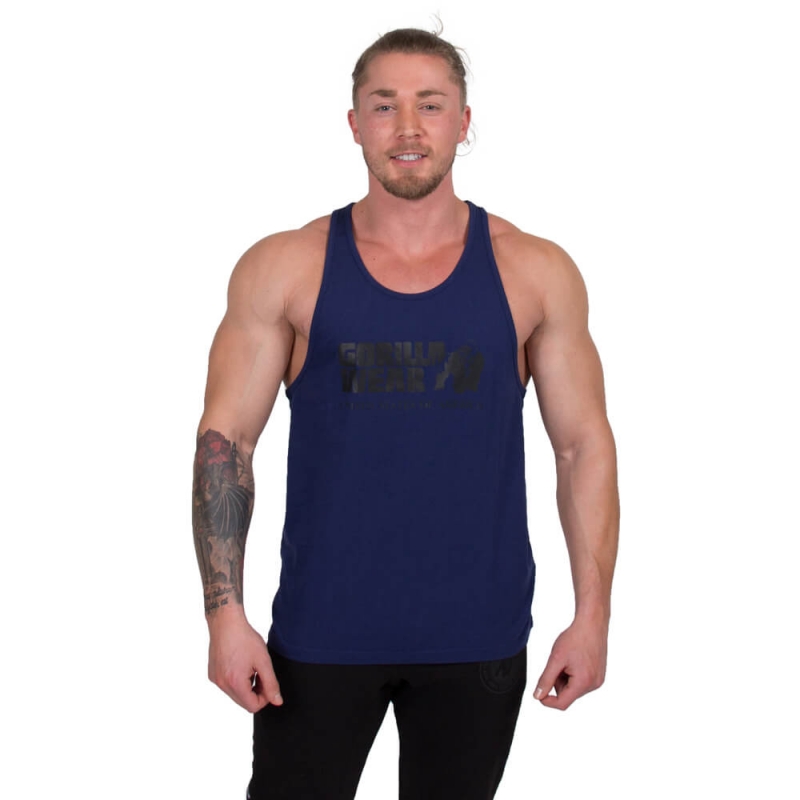 Sjekke Classic Tank Top, navy, Gorilla Wear hos SportGymButikken.no