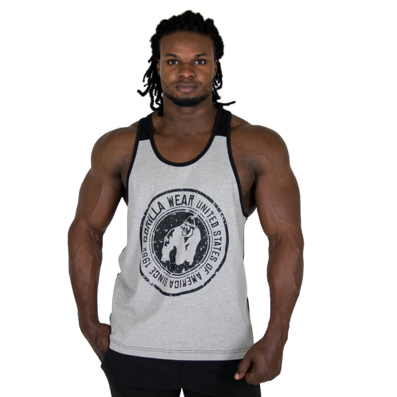 Sjekke Roswell Tank Top, grey/black, Gorilla Wear hos SportGymButikken.no