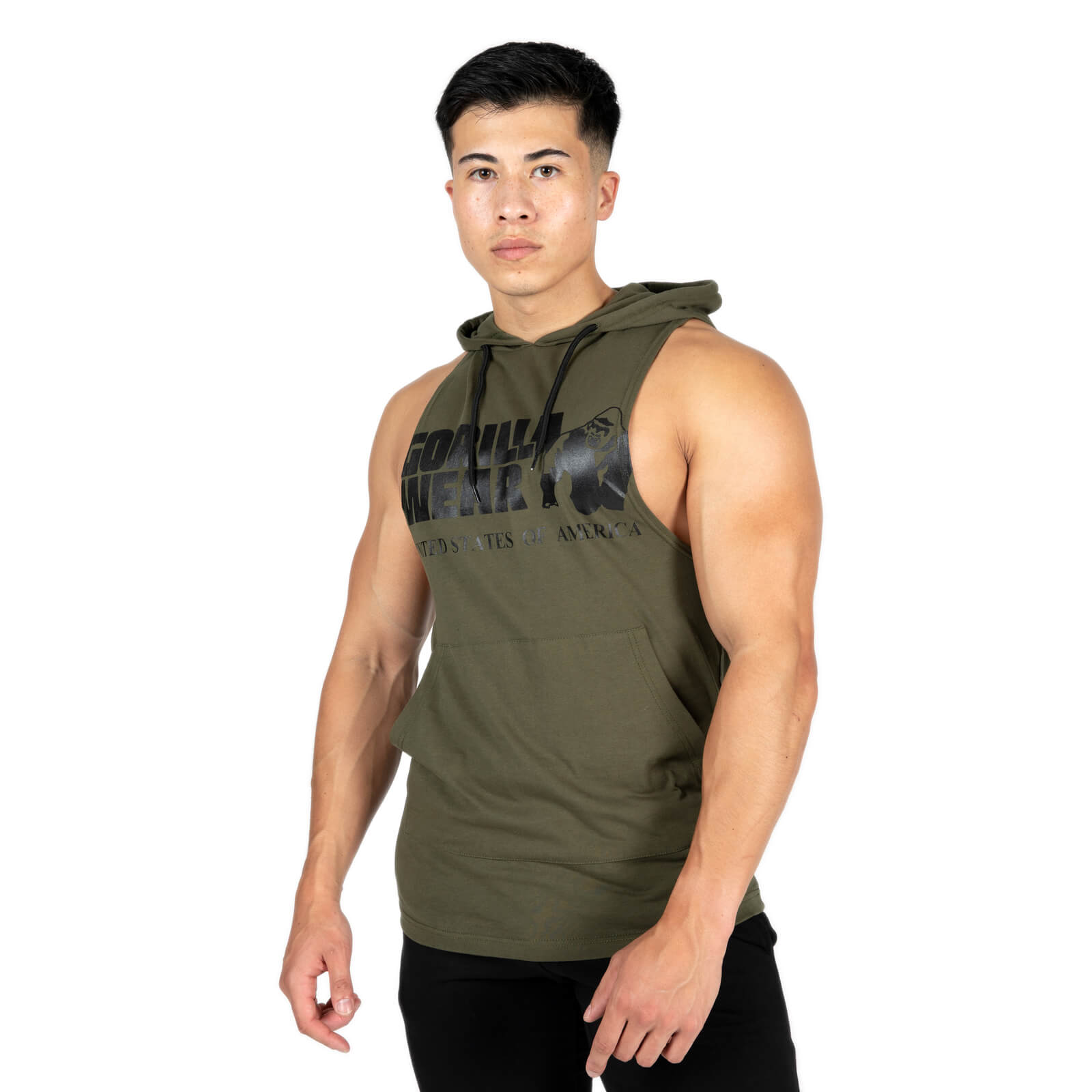 Sjekke Rogers Hooded Tank Top, army green, Gorilla Wear hos SportGymButikken.no