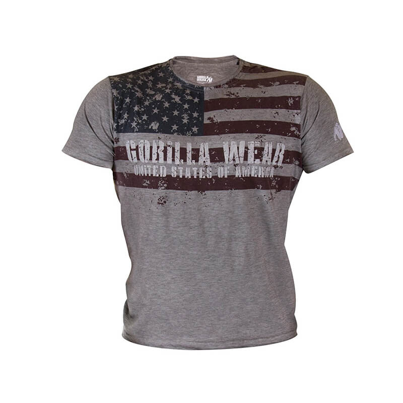 Sjekke USA Flag Tee, Gorilla Wear hos SportGymButikken.no