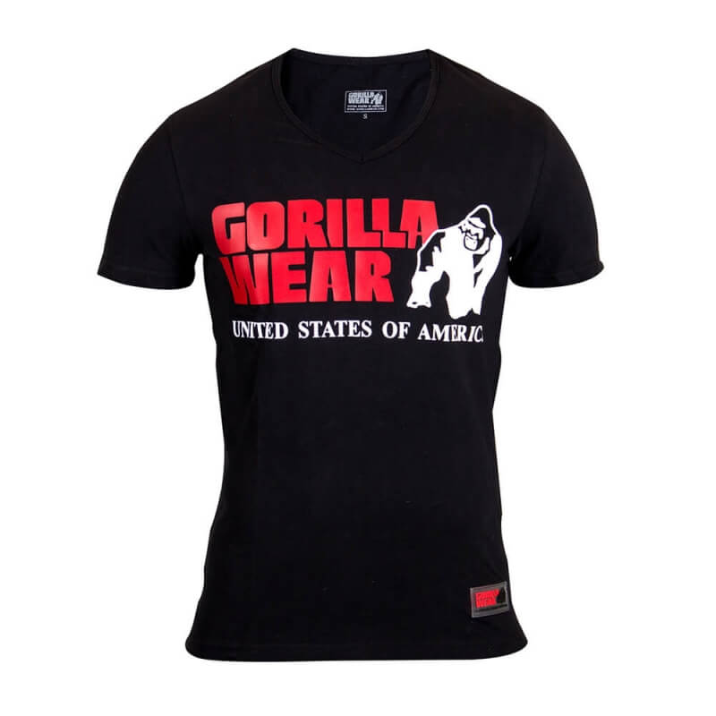 Sjekke Utah V-Neck Tee, black, Gorilla Wear hos SportGymButikken.no