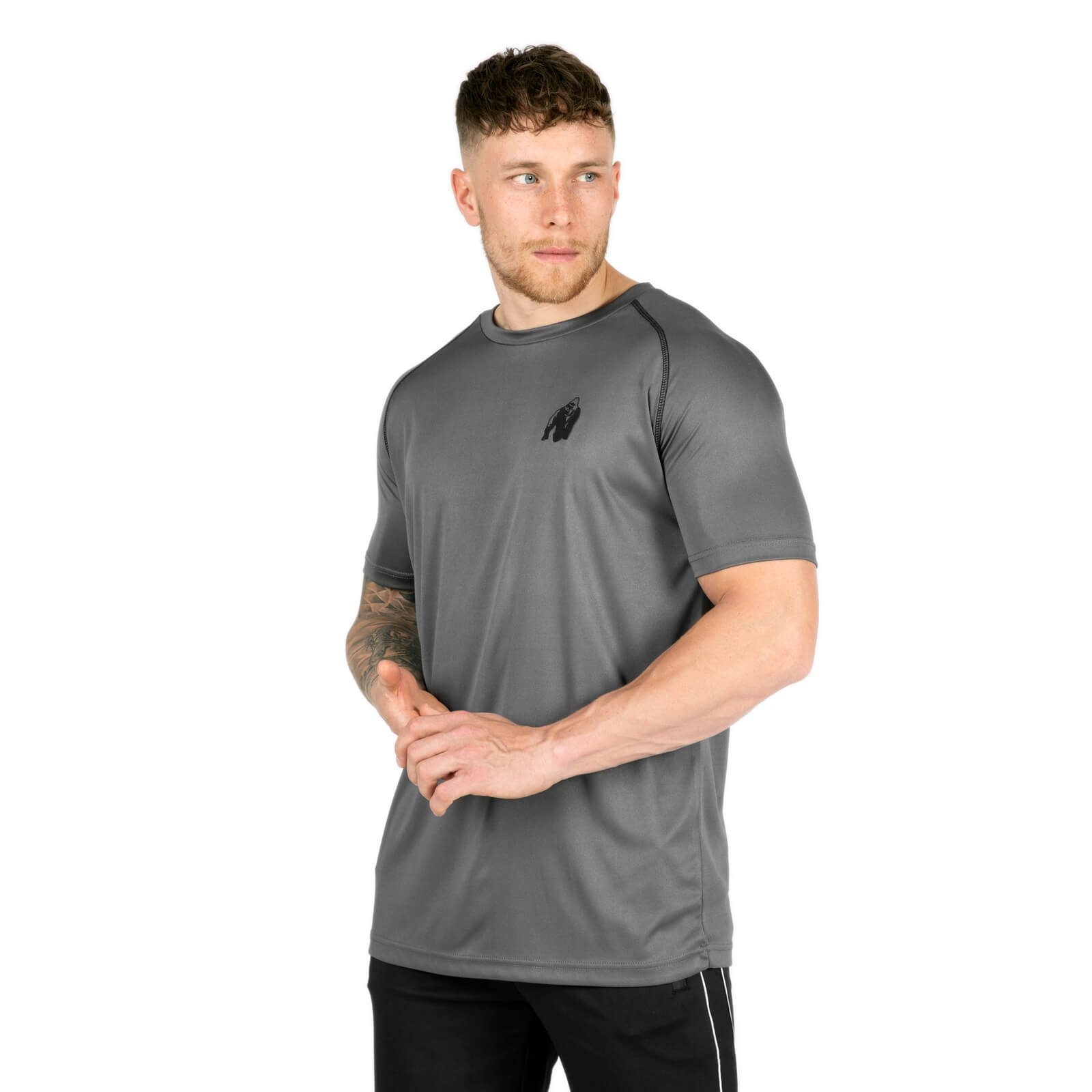 Sjekke Performance Tee, grey, Gorilla Wear hos SportGymButikken.no