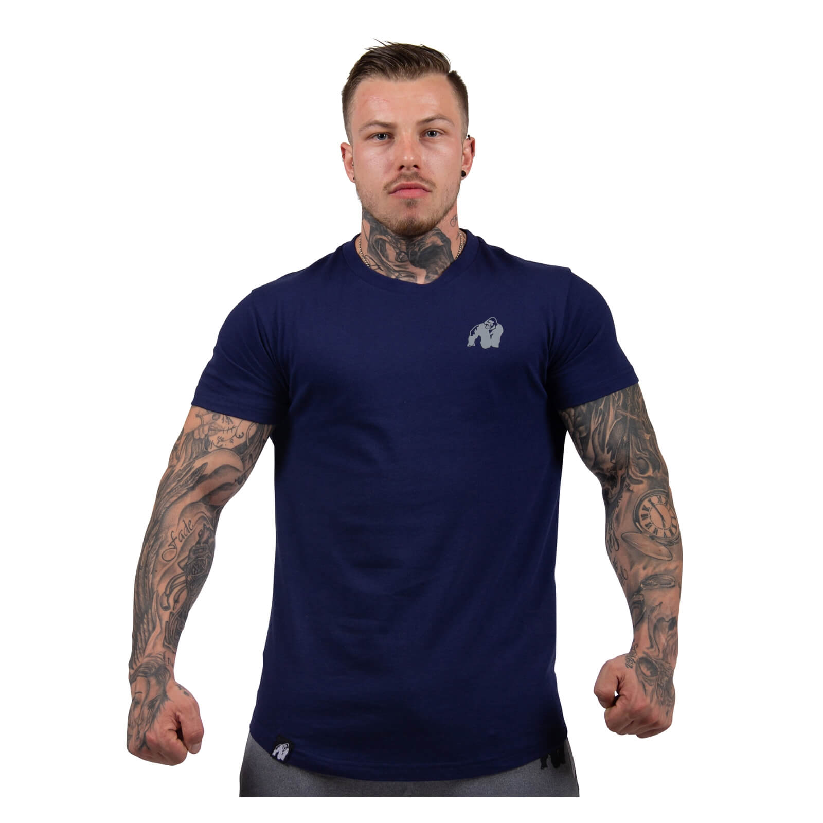 Sjekke Detroit T-Shirt, navy, Gorilla Wear hos SportGymButikken.no