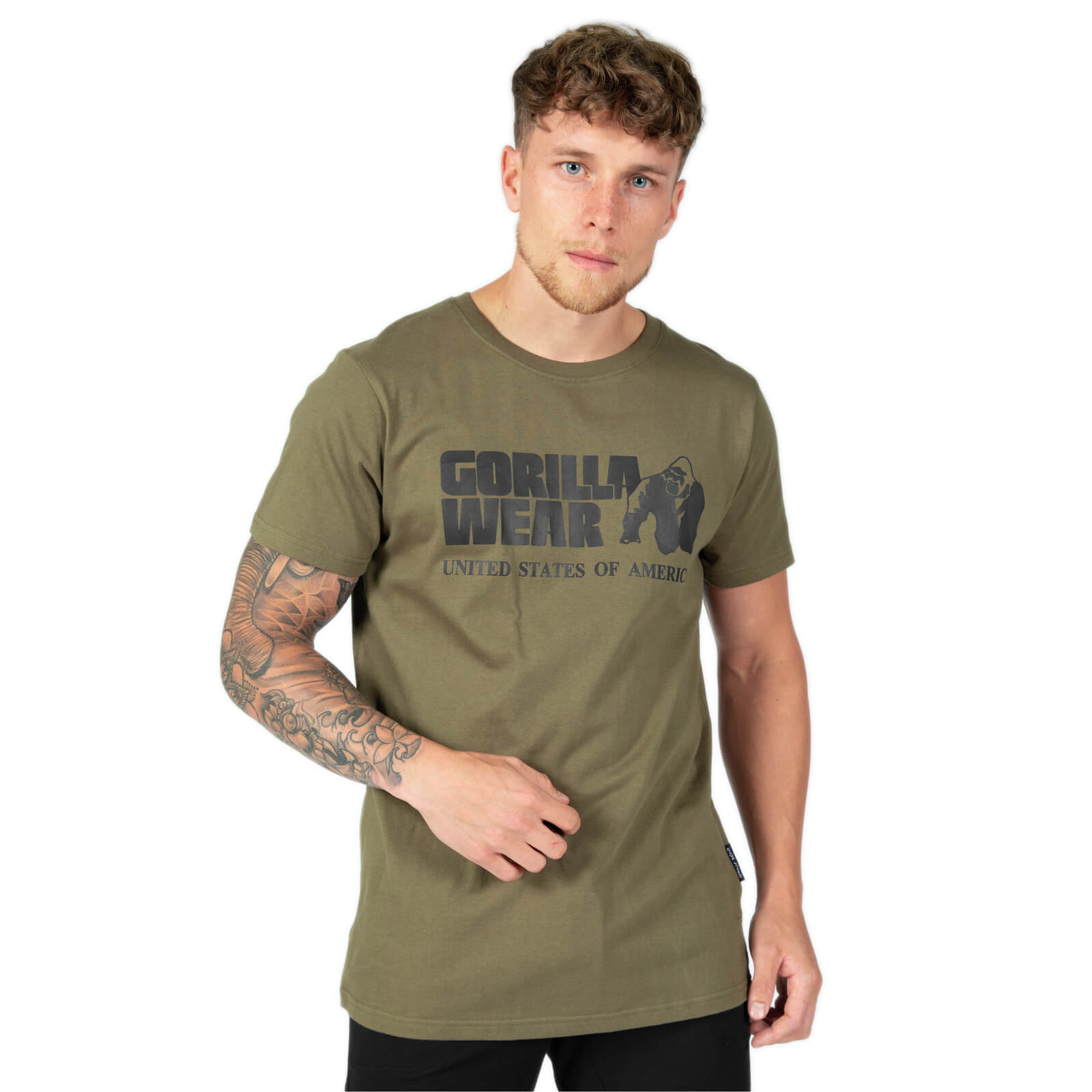 Sjekke Classic T-Shirt, army green, Gorilla Wear hos SportGymButikken.no