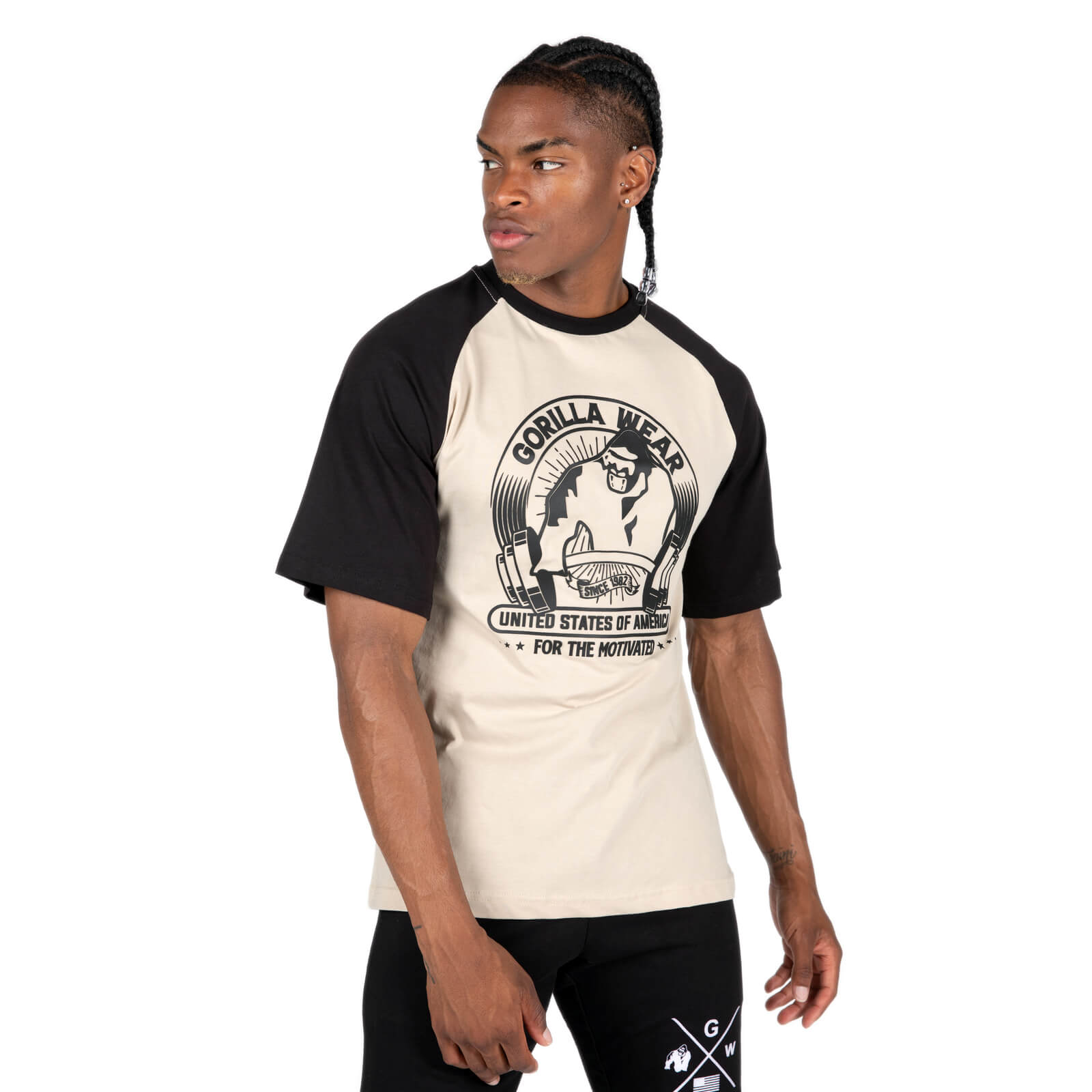 Sjekke Logan Oversized T-Shirt, beige/black, Gorilla Wear hos SportGymButikken.n