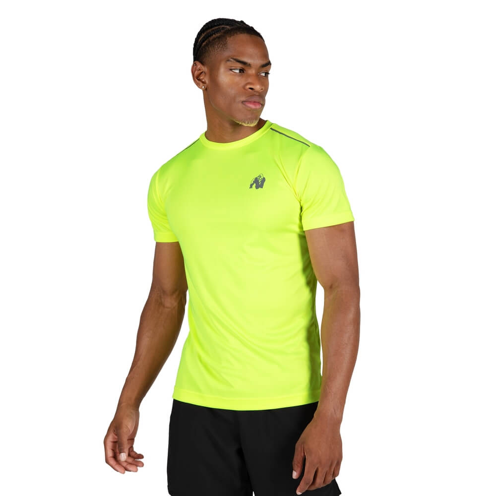 Sjekke Washington T-Shirt, neon yellow, Gorilla Wear hos SportGymButikken.no