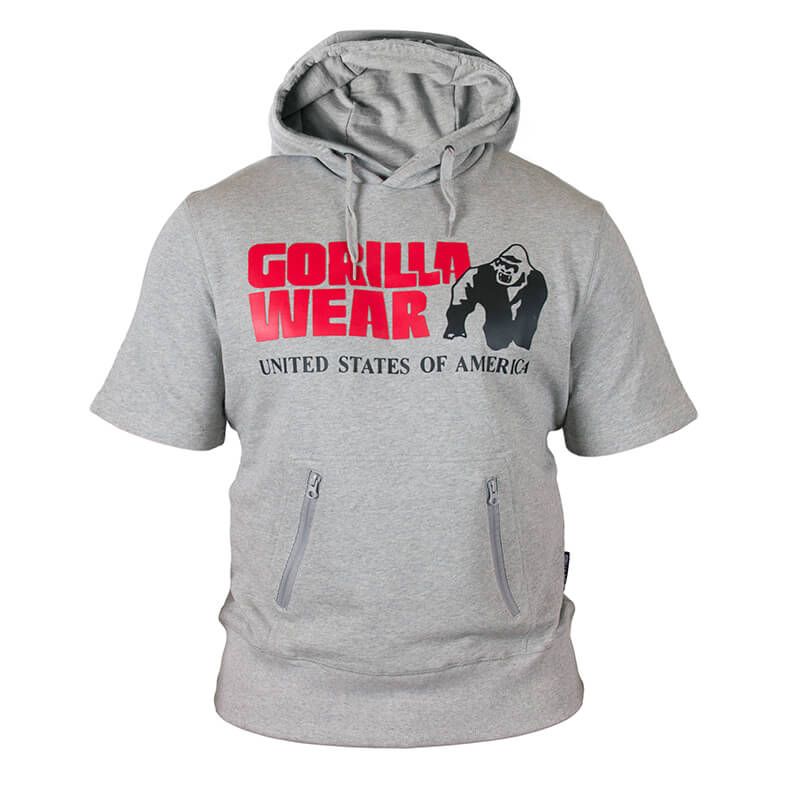 Sjekke Boston Short Sleeve Hoodie, grå, Gorilla Wear hos SportGymButikken.no