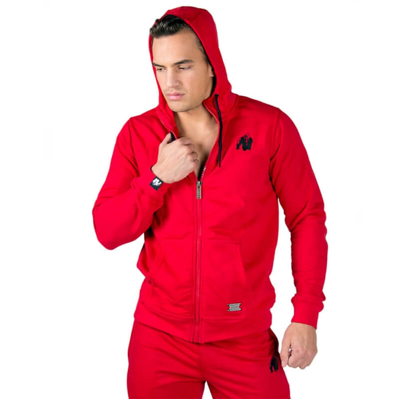Sjekke Classic Zipped Hoodie, red, Gorilla Wear hos SportGymButikken.no