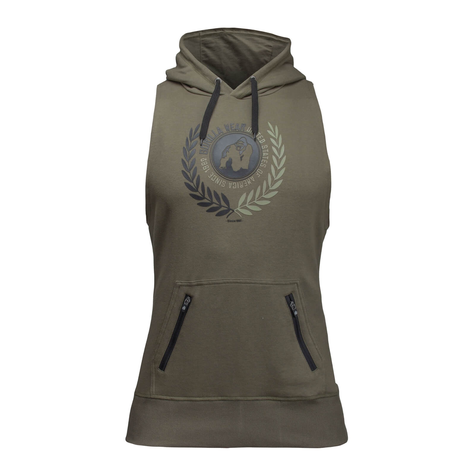 Sjekke Manti Sleeveless Hoodie, army green, Gorilla Wear hos SportGymButikken.no