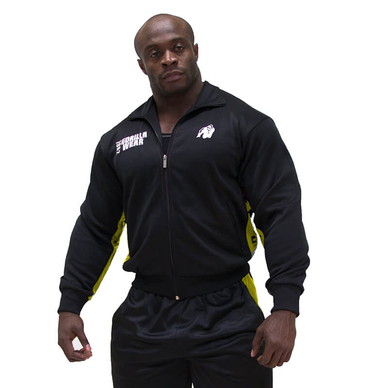 Sjekke Track Jacket, svart/gul, Gorilla Wear hos SportGymButikken.no