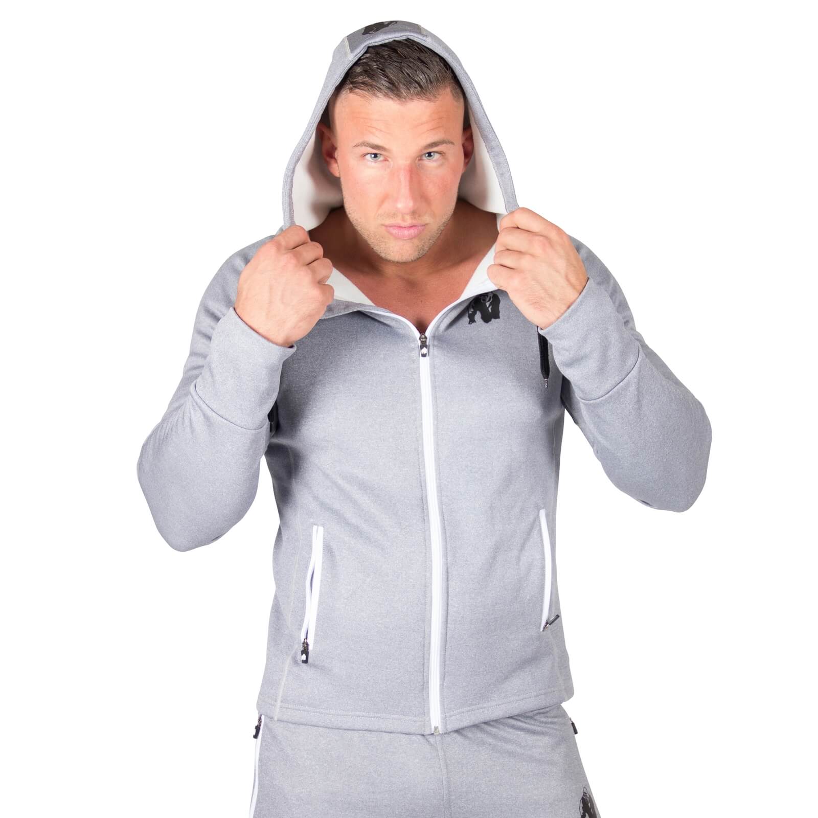 Sjekke Bridgeport Zipped Hoodie, silver blue, Gorilla Wear hos SportGymButikken.