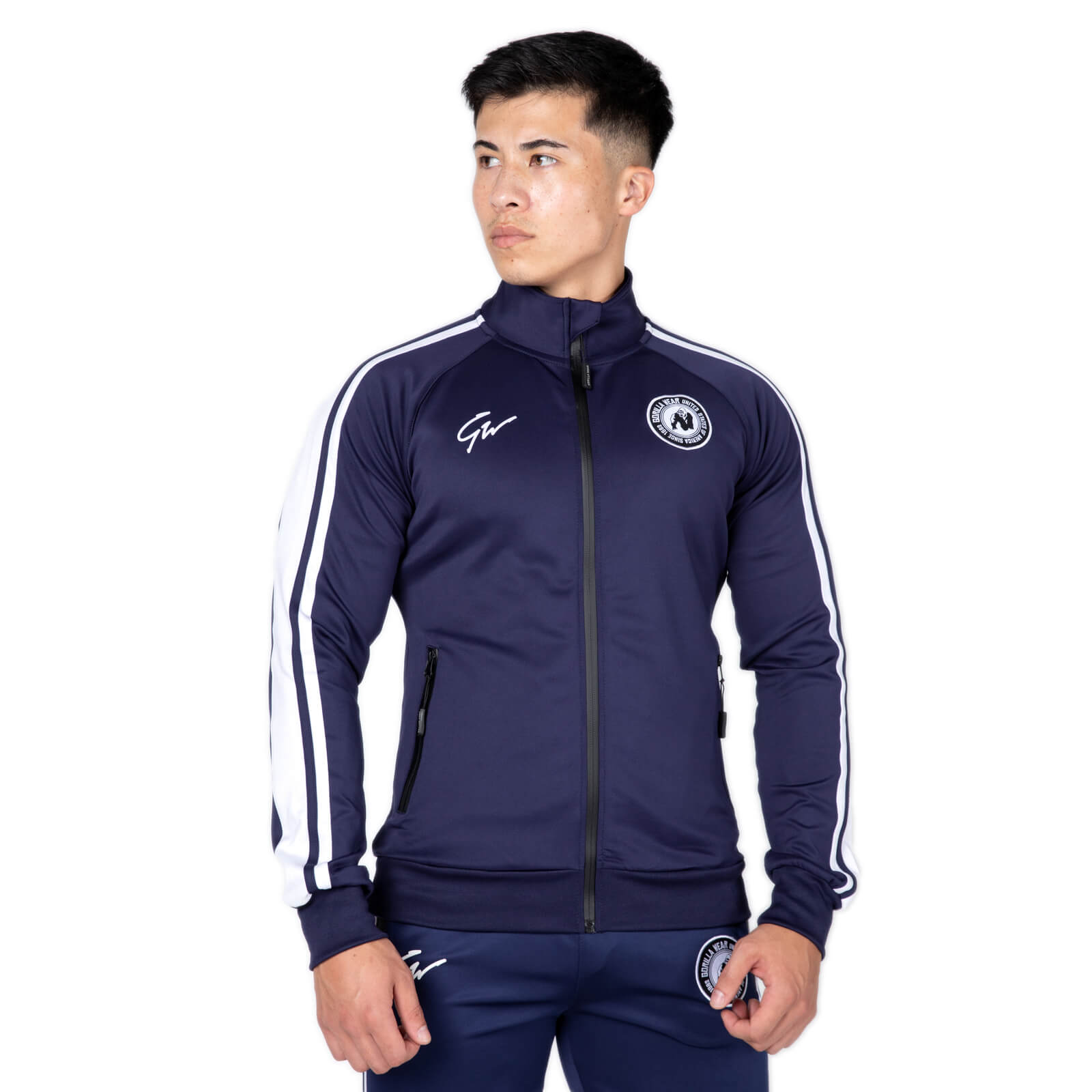 Sjekke Stratford Track Jacket, navy, Gorilla Wear hos SportGymButikken.no