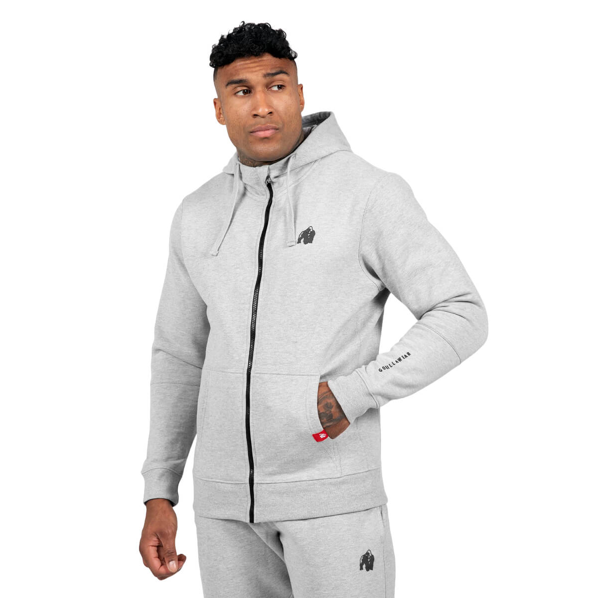 Leon Zipped Hoodie, grey, Gorilla Wear