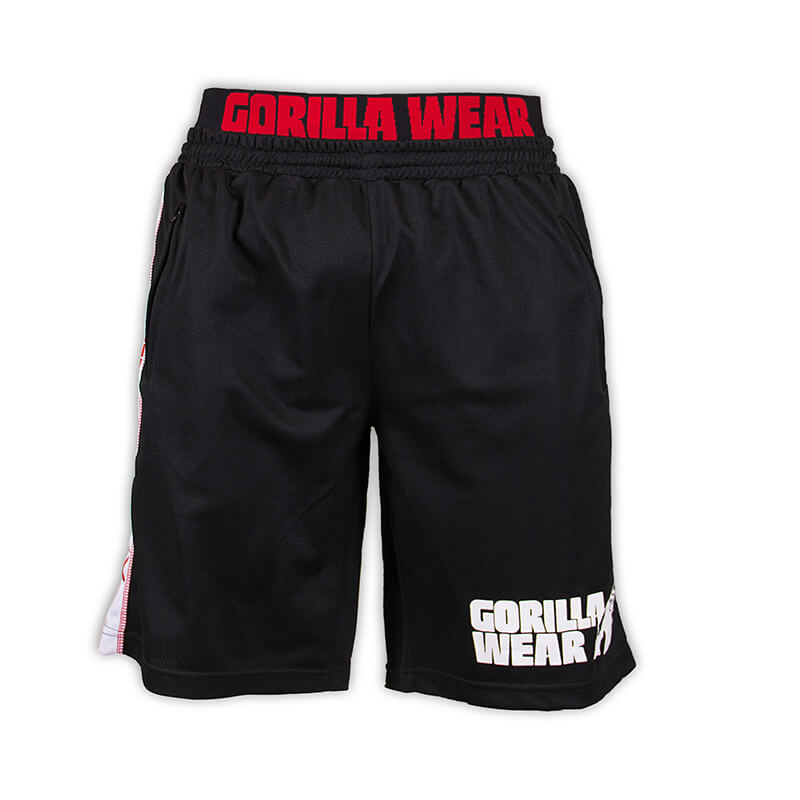Sjekke California Mesh Shorts, black/red, Gorilla Wear hos SportGymButikken.no