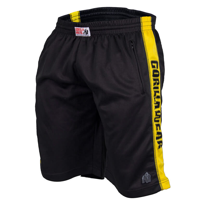 Sjekke Track Shorts, svart/gul, Gorilla Wear hos SportGymButikken.no