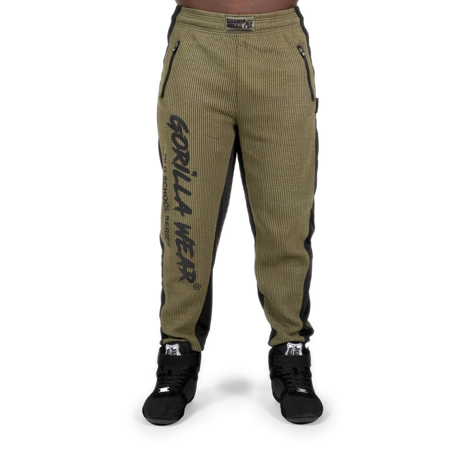 Sjekke Augustine Old School Pants, army green, Gorilla Wear hos SportGymButikken