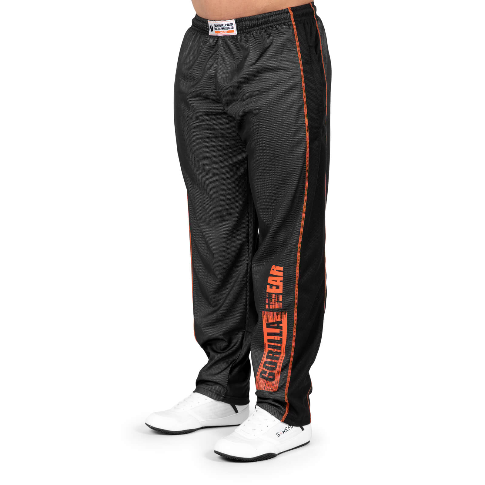 Sjekke Wallace Mesh Pants, grey/orange, Gorilla Wear hos SportGymButikken.no