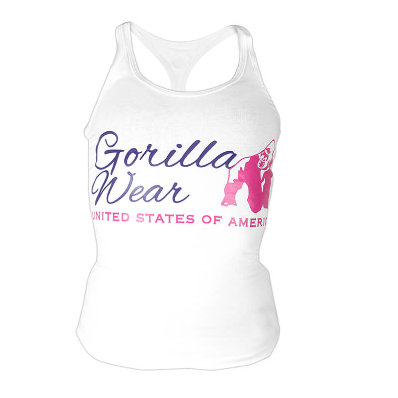 Sjekke Women's Classic Tank Top, white, Gorilla Wear hos SportGymButikken.no