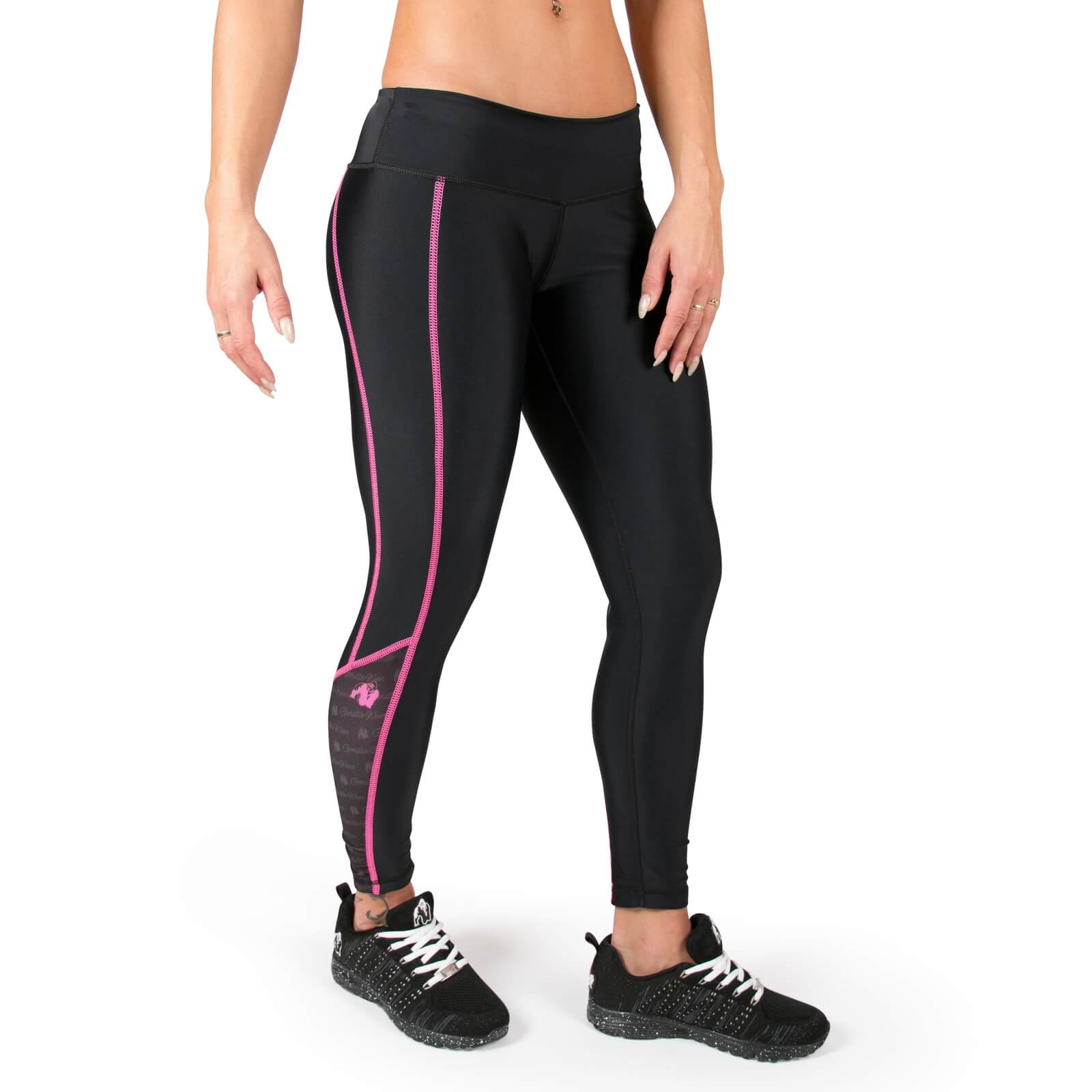 Sjekke Carlin Compression Tights, black/pink, Gorilla Wear hos SportGymButikken.