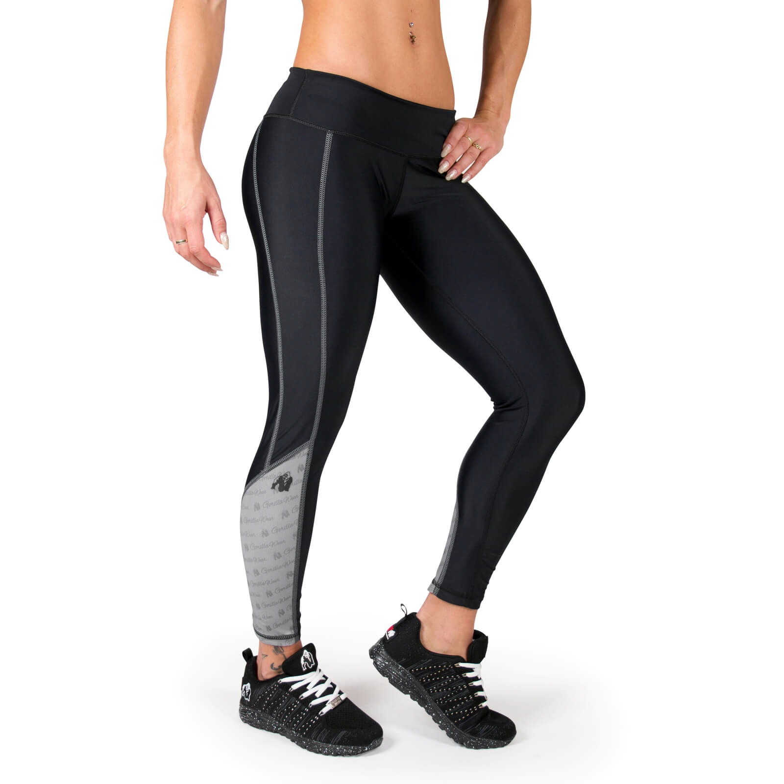 Sjekke Carlin Compression Tights, black/grey, Gorilla Wear hos SportGymButikken.