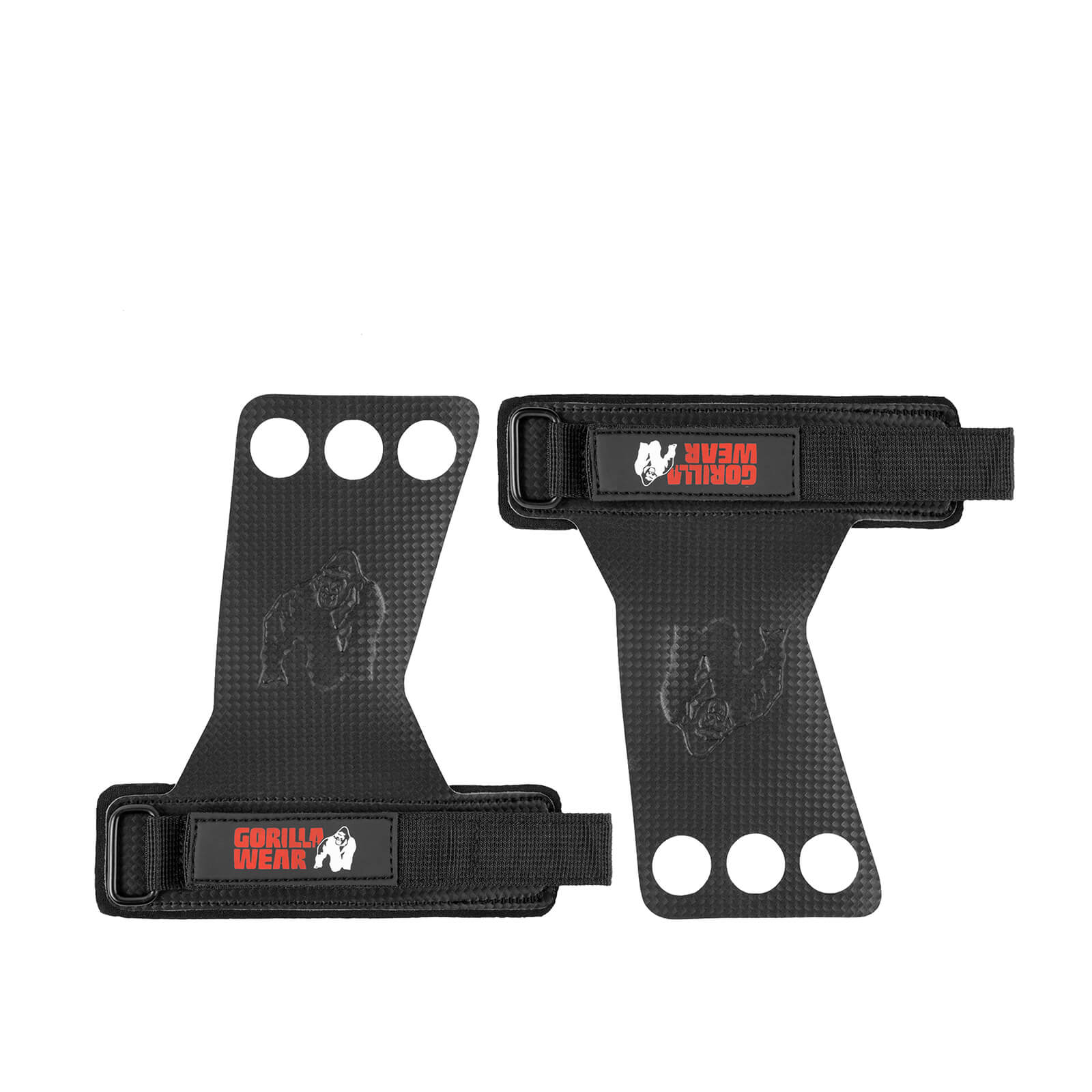 Sjekke 3-Hole Carbon Lifting Grips, black, Gorilla Wear hos SportGymButikken.no