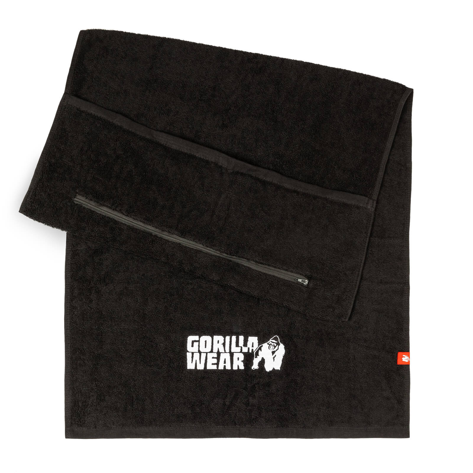 Sjekke Zip Pocket Gym Towel, black, Gorilla Wear hos SportGymButikken.no