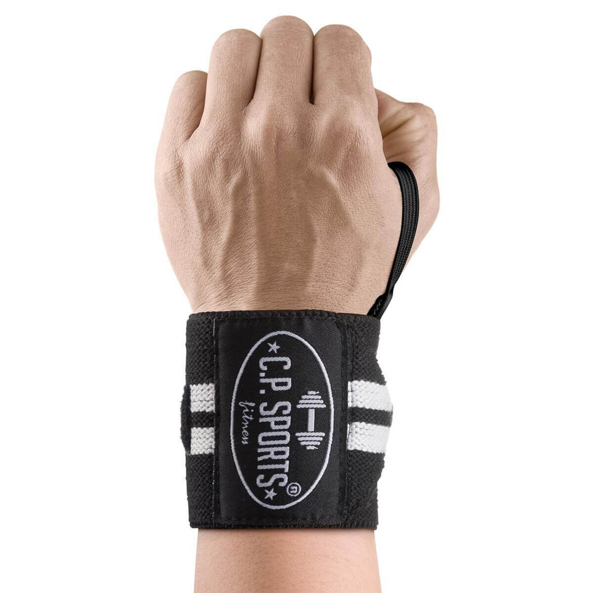 Sjekke Wrist Wraps, 30 cm, black/white, C.P. Sports hos SportGymButikken.no