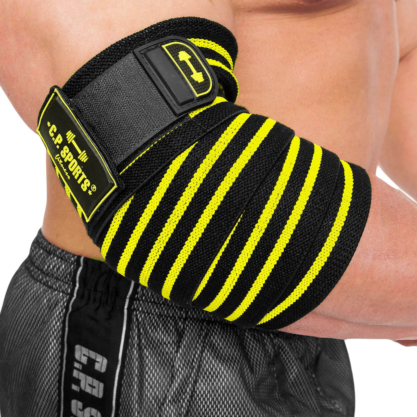 Elbow Wraps Pro, black/yellow, C.P. Sports