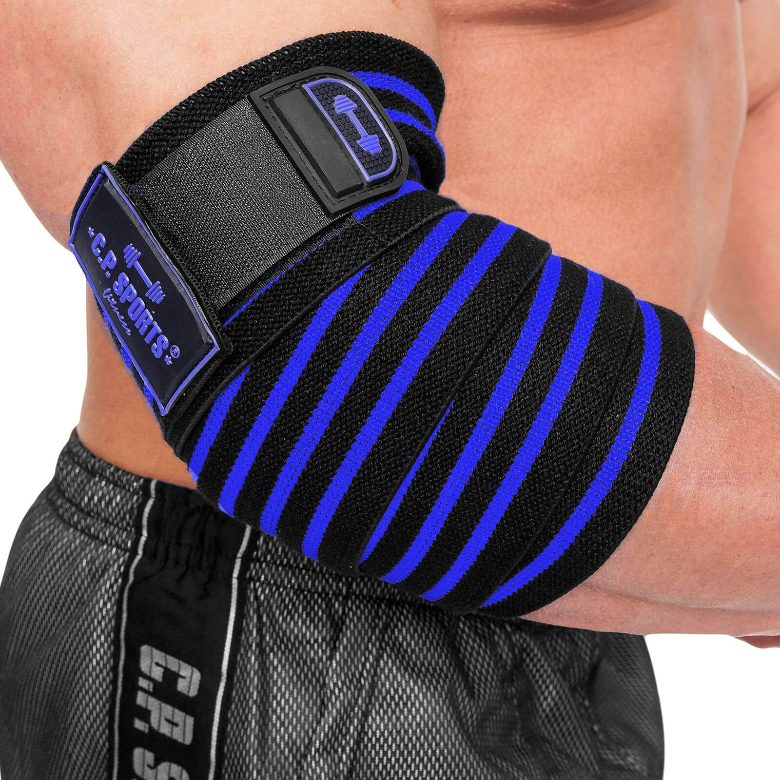 Elbow Wraps Pro, black/blue, C.P. Sports