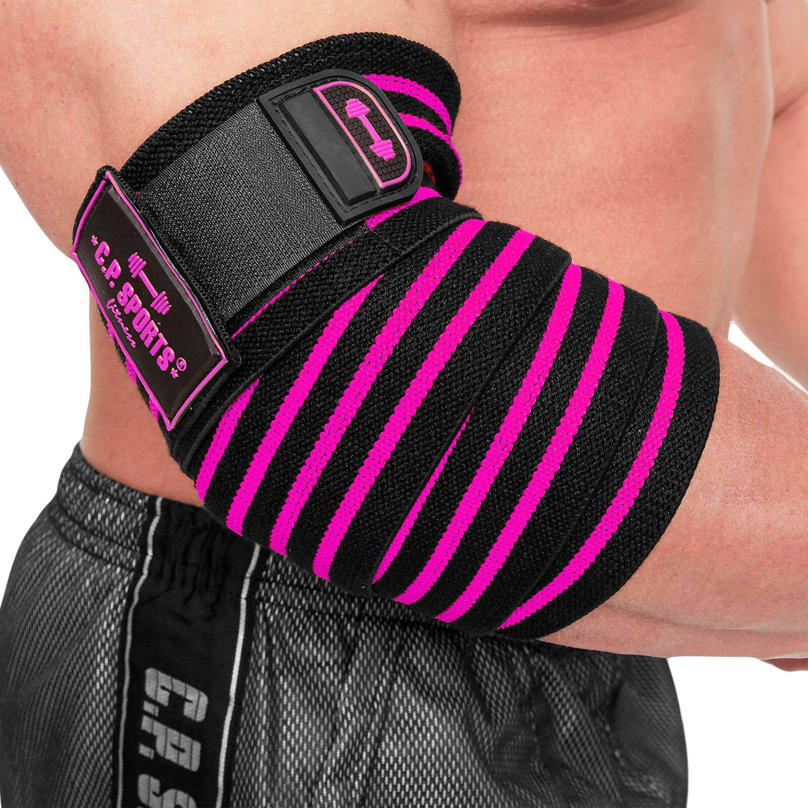Elbow Wraps Pro, black/pink, C.P. Sports