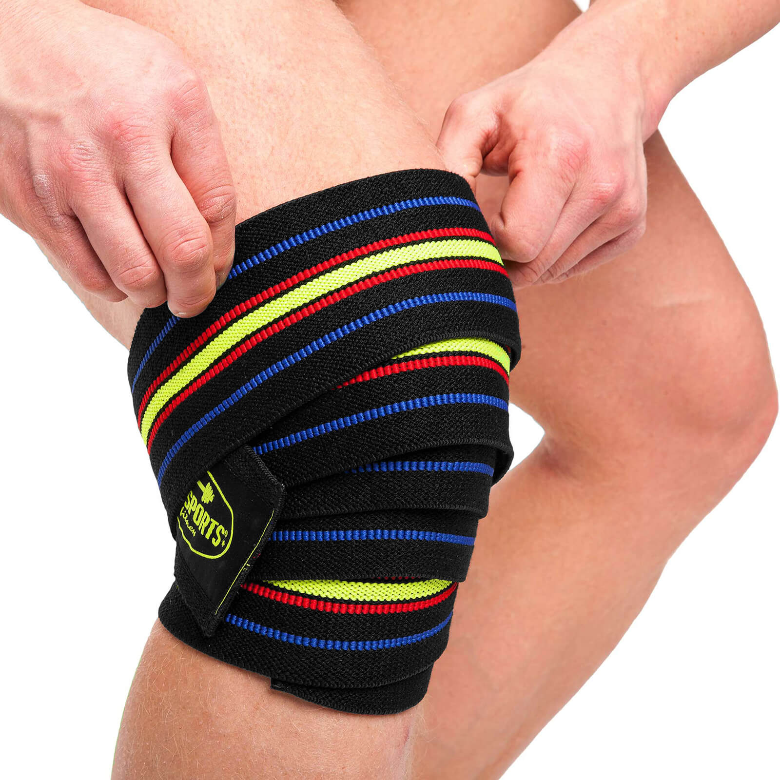 Knee Wraps, black/blue-red-yellow, 2 m, C.P. Sports