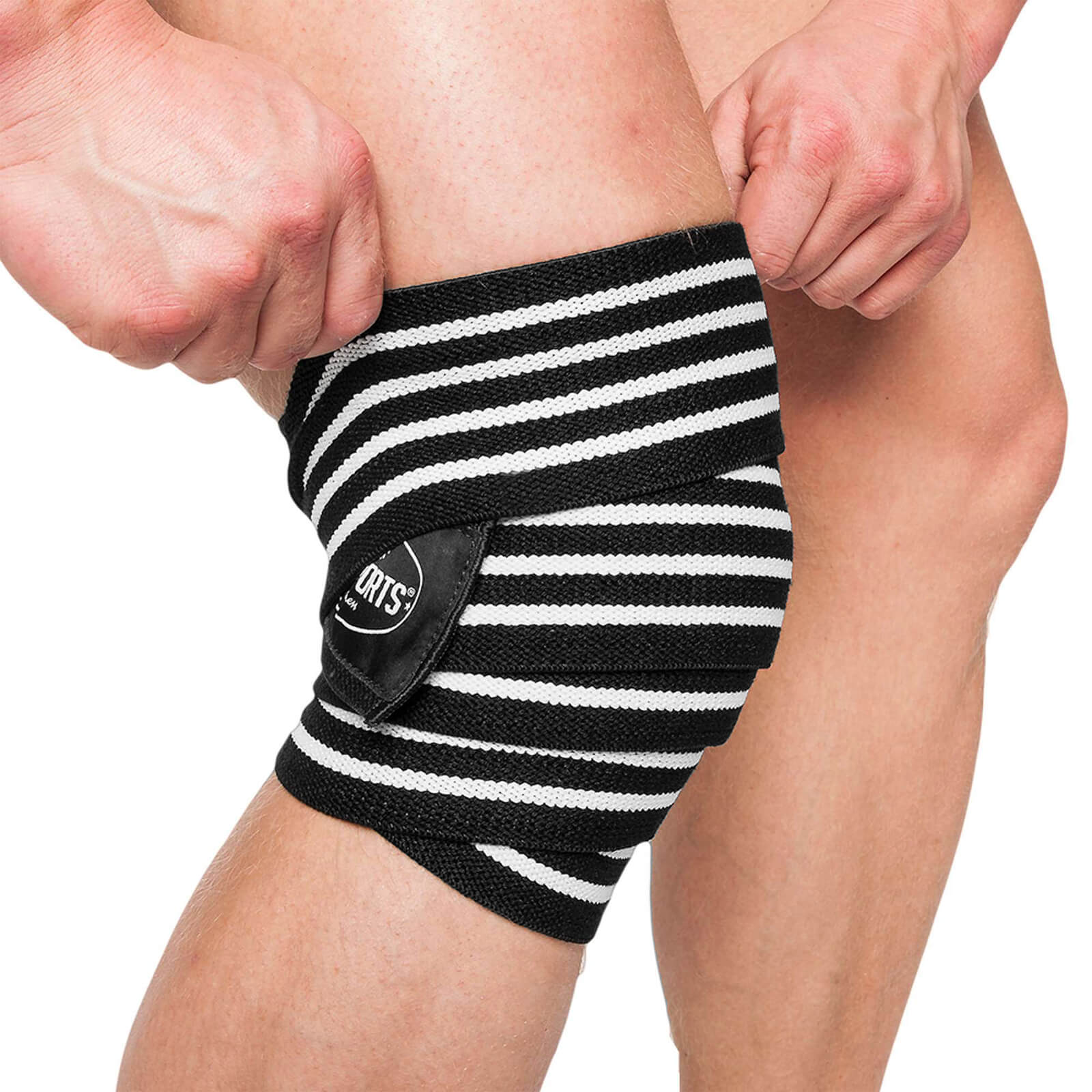 Sjekke Knee Wraps, black/white, C.P. Sports hos SportGymButikken.no