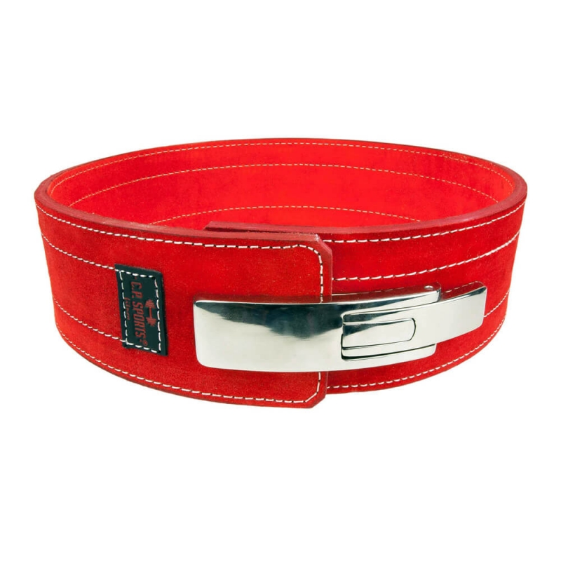 Sjekke Powerlifting Lever Belt, red, C.P. Sports hos SportGymButikken.no