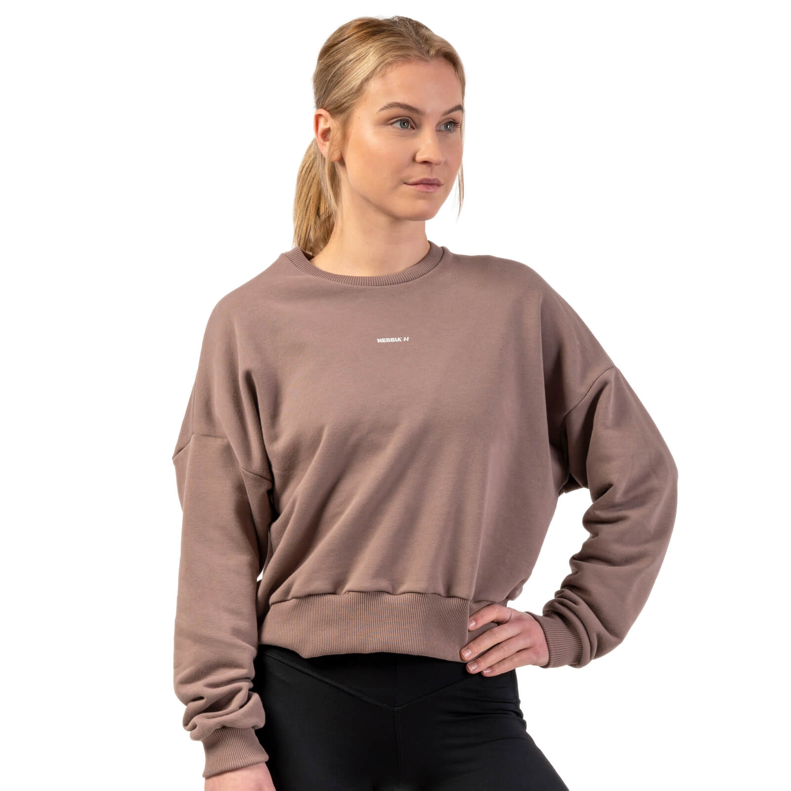 Loose Fit Sweatshirt ''Feeling Good'', brown, Nebbia